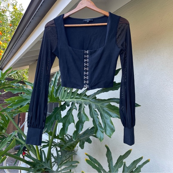 L.A. Hearts mesh sleeve crop top - Picture 4 of 5